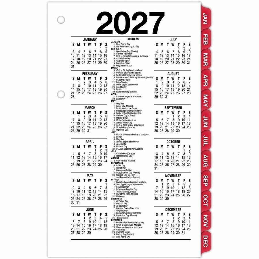 At-A-Glance Loose-Leaf Desk Calendar Refill withTabs