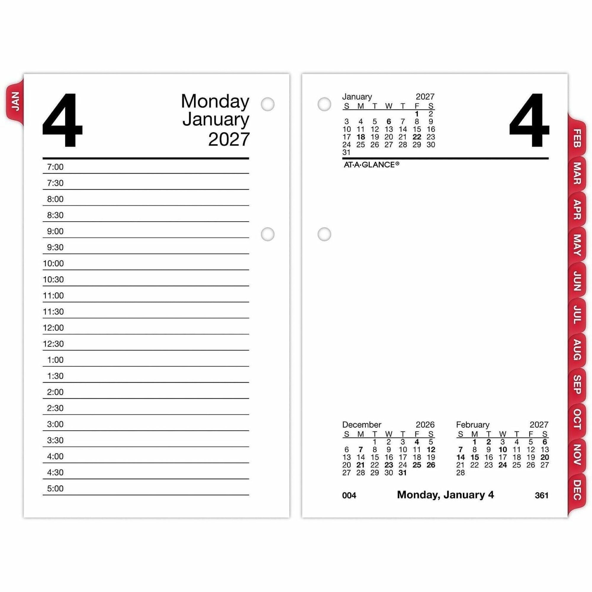 At-A-Glance Loose-Leaf Desk Calendar Refill withTabs