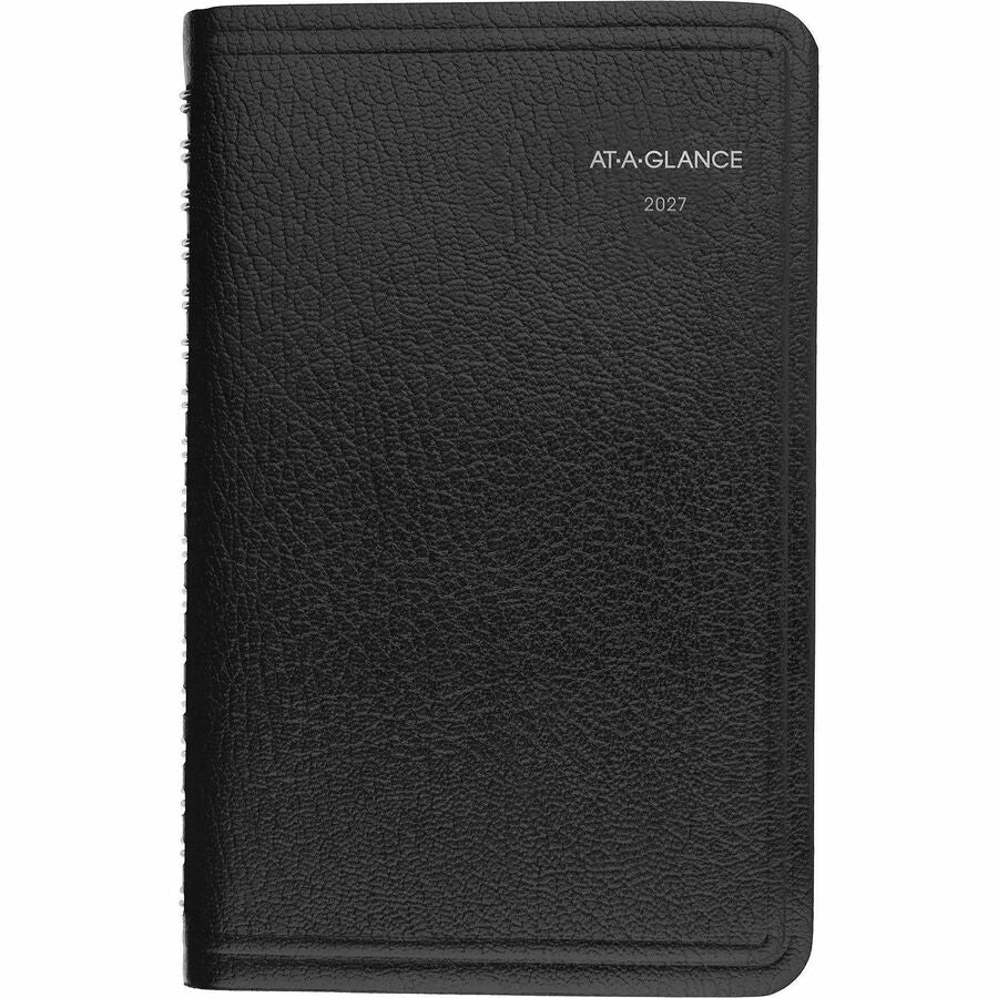 At-A-Glance DayMinder Weekly Appointment Book Planner, January 2026–December 2026, Hourly 8AM–5PM, 1 Week/2-Page Layout, 4 7/8" x 8", Wire Bound, Black Simulated Leather Cover, 1 Each