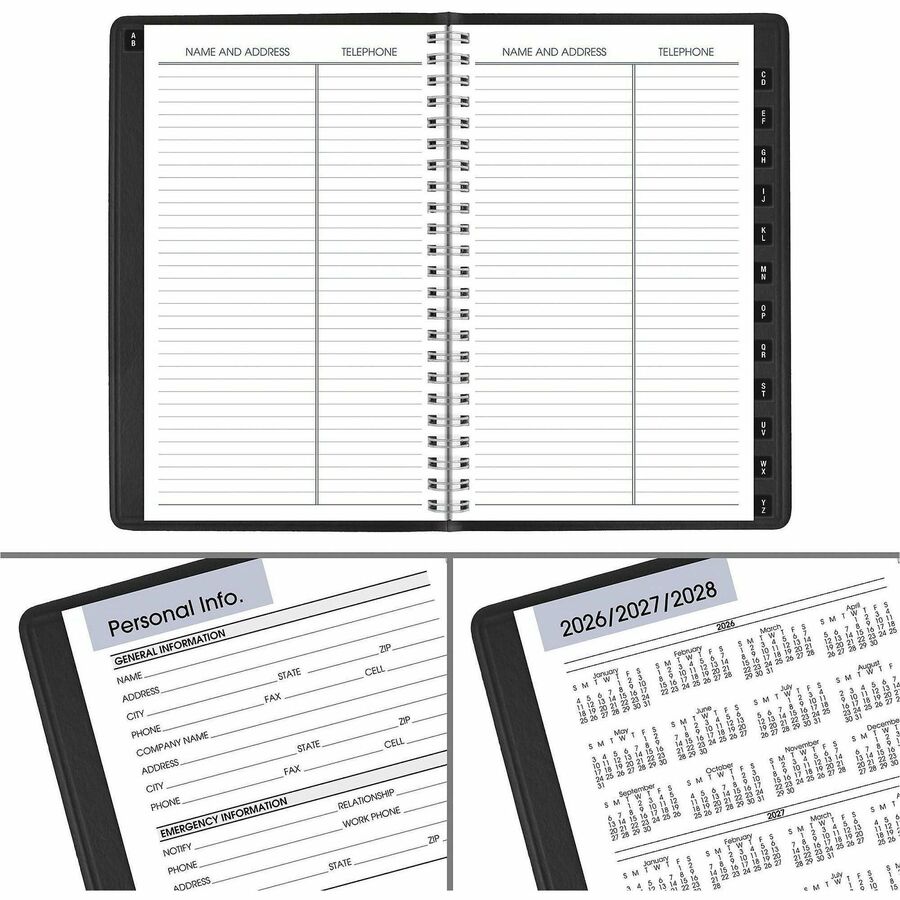 At-A-Glance DayMinder Weekly Appointment Book Planner, January 2026–December 2026, Hourly 8AM–5PM, 1 Week/2-Page Layout, 4 7/8" x 8", Wire Bound, Black Simulated Leather Cover, 1 Each
