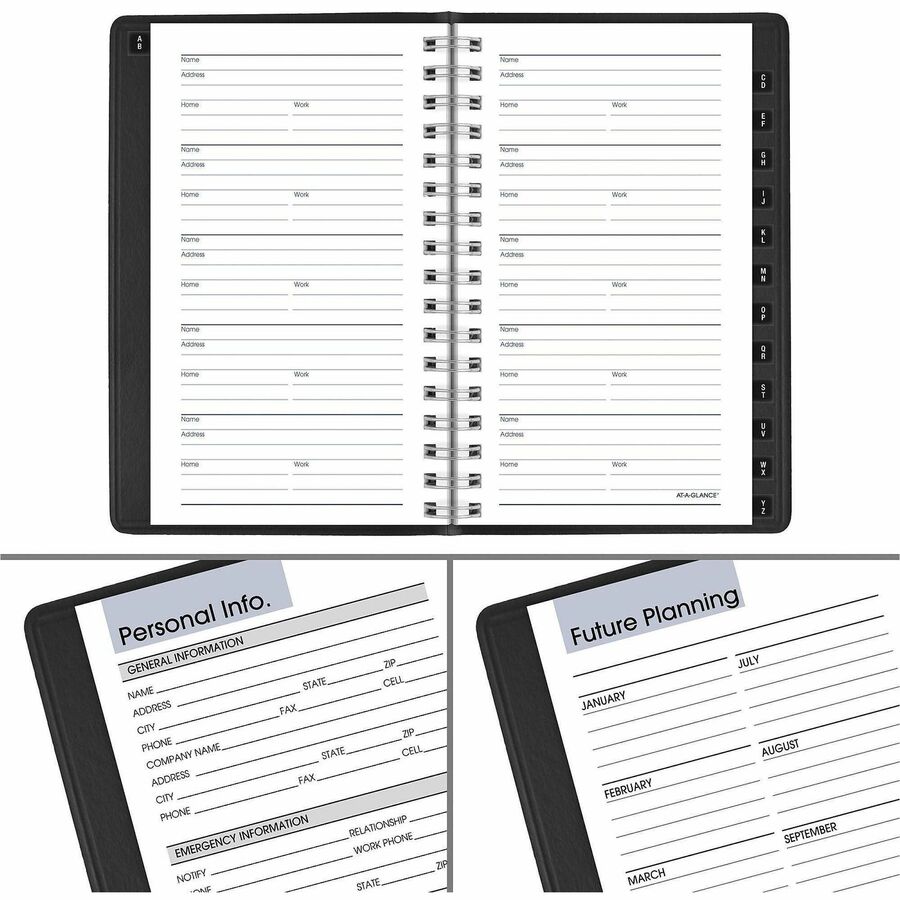 At-A-Glance DayMinder Weekly Pocket Planner, 12-Month, January-December 2026, 3 1/2" x 6", Wire Bound, Black Simulated Leather Cover, 1 Each
