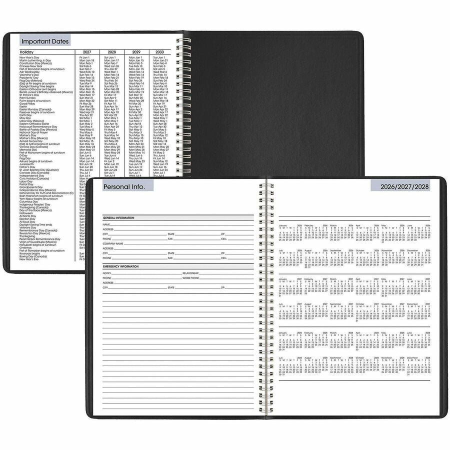 At-A-Glance DayMinder Appointment Book Planner, Large, Weekly, 12 Months (Jan-Dec 2026), 8" x 11", Quarter-Hourly, Wire Bound, Black Simulated Leather Cover, White Bleed Resistant Paper, 1 Each