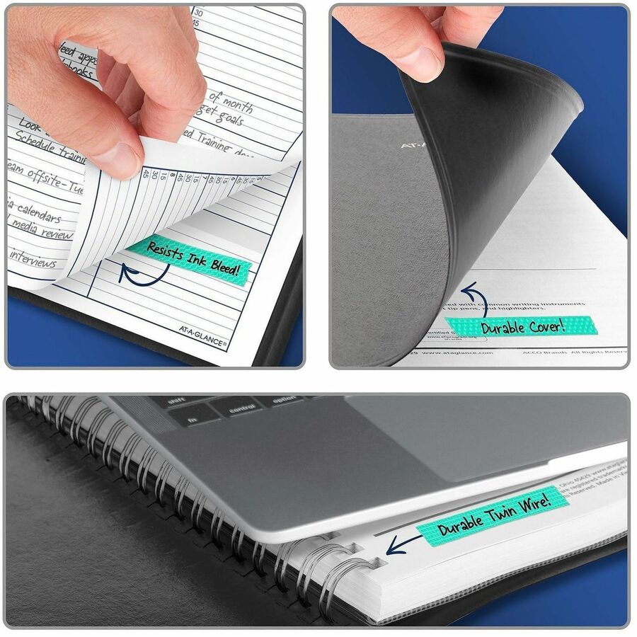 At-A-Glance DayMinder Appointment Book Planner, Large, Weekly, 12 Months (Jan-Dec 2026), 8" x 11", Quarter-Hourly, Wire Bound, Black Simulated Leather Cover, White Bleed Resistant Paper, 1 Each