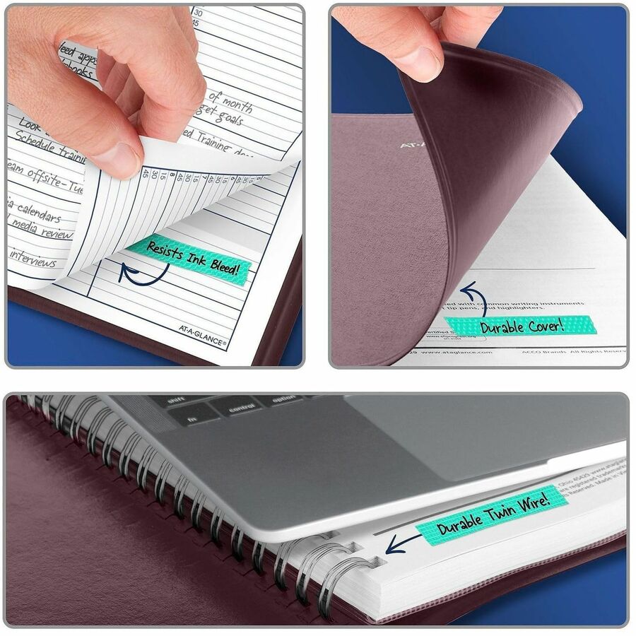 At-A-Glance DayMinder Appointment Book Planner, Large, Weekly, 12-Month, January 2026–December 2026, 8" x 11", Wire Bound, Burgundy Simulated Leather Cover, White Sheets, 1 Each