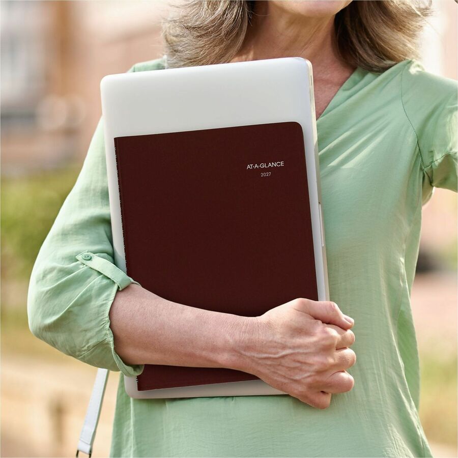 At-A-Glance DayMinder Appointment Book Planner, Large, Weekly, 12-Month, January 2026–December 2026, 8" x 11", Wire Bound, Burgundy Simulated Leather Cover, White Sheets, 1 Each
