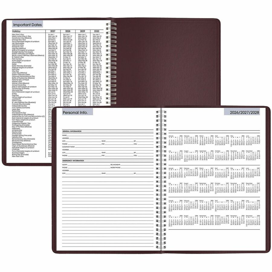 At-A-Glance DayMinder Appointment Book Planner, Large, Weekly, 12-Month, January 2026–December 2026, 8" x 11", Wire Bound, Burgundy Simulated Leather Cover, White Sheets, 1 Each
