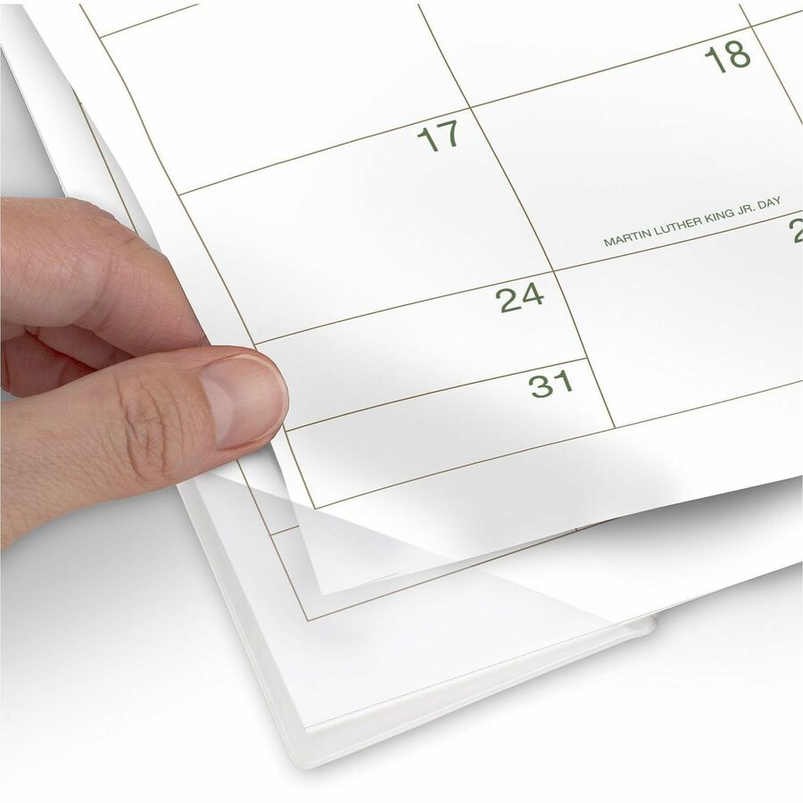 At-A-Glance 2-Color Desk Pad Calendar, Monthly, January 2026–December 2026, 21 3/4" x 17", White Sheets, Green/Brown Ink, Simulated Leather/Paper, 1 Each