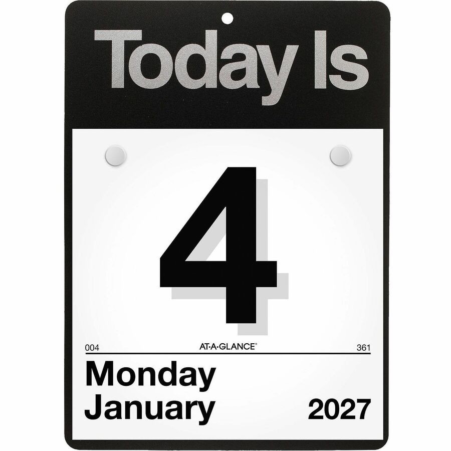 Small - Julian Dates - Daily - 12 Month - January 2026 to December 2026 - 1 Day Single Page Layout - 6" x 6" Sheet Size - White Sheet - White - Poly, Paper - Eyelet, Unruled Daily Block - 1 Each