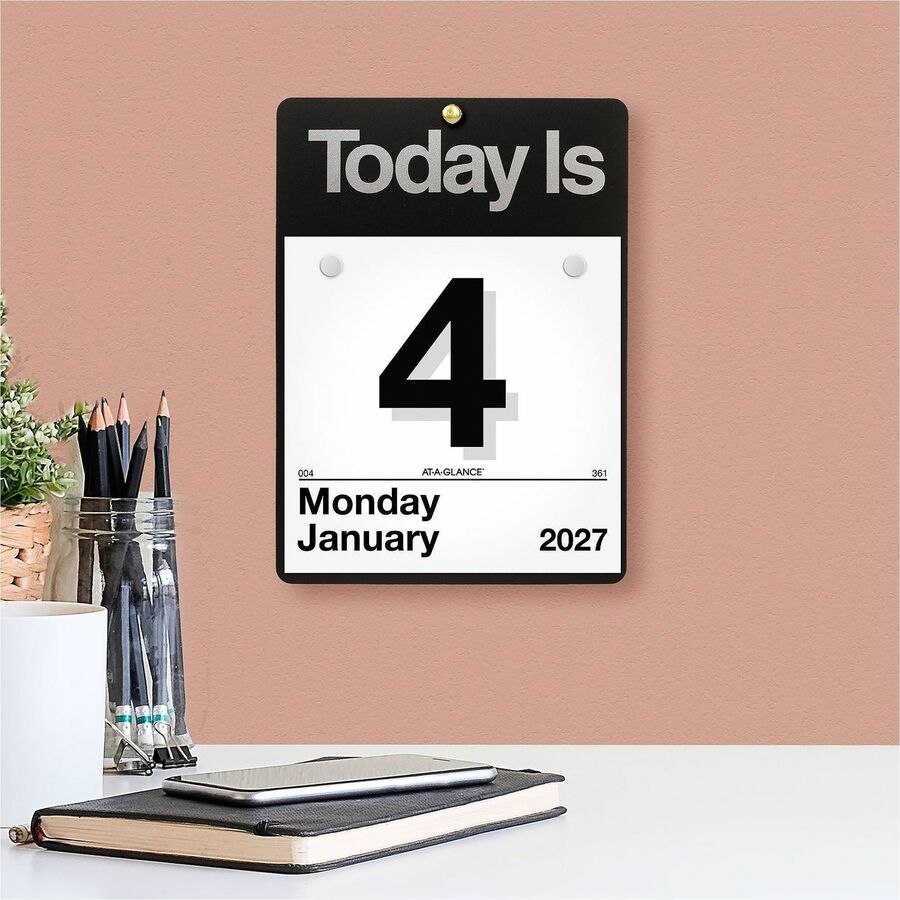 Small - Julian Dates - Daily - 12 Month - January 2026 to December 2026 - 1 Day Single Page Layout - 6" x 6" Sheet Size - White Sheet - White - Poly, Paper - Eyelet, Unruled Daily Block - 1 Each