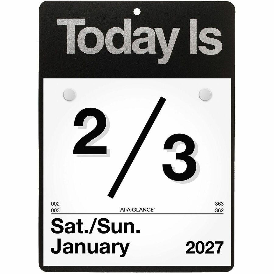 Small - Julian Dates - Daily - 12 Month - January 2026 to December 2026 - 1 Day Single Page Layout - 6" x 6" Sheet Size - White Sheet - White - Poly, Paper - Eyelet, Unruled Daily Block - 1 Each