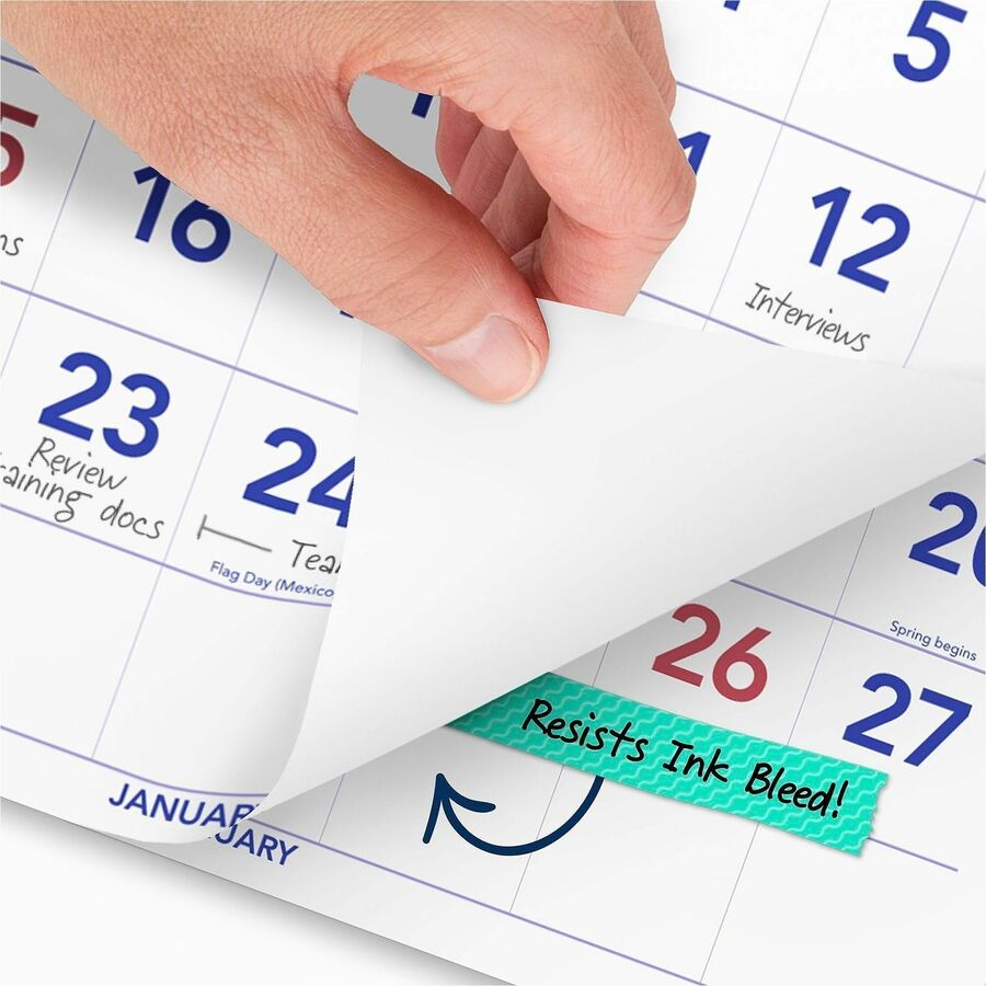 Large - Monthly - 14 Month - December 2025 to January 2027 - 3 Month Single Page Layout - 12" x 27" Sheet Size - White Sheet - Wire Bound - White - Paper, Chipboard - Sturdy Back - 1 Each