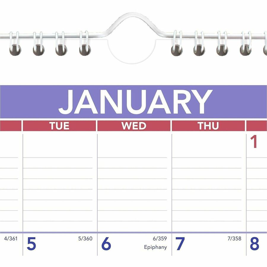 At-A-Glance Wall Calendar, Small, Monthly, January 2026–December 2026, 8" x 11", Wire Bound, White, 1 Each
