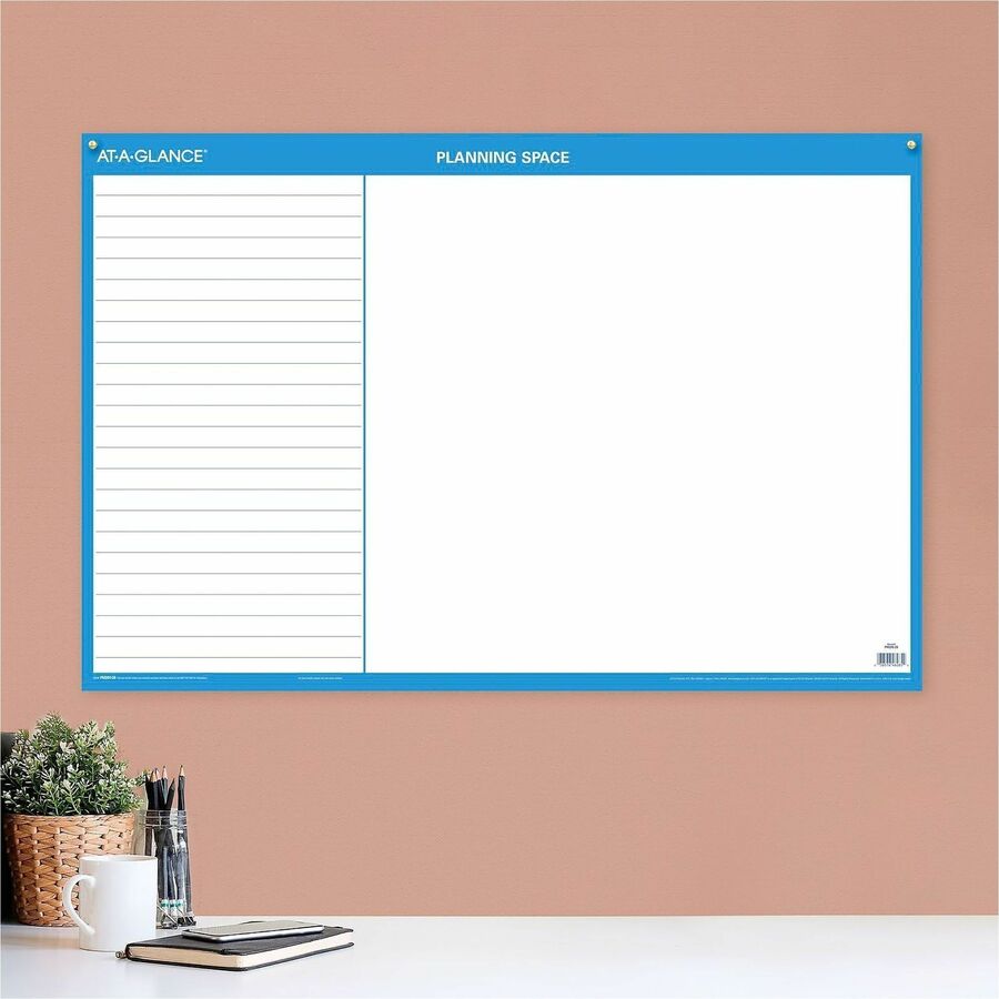 At-A-Glance Horizontal Reversible Erasable Wall Calendar, 36" x 24", 12-Month, January 2026-December 2026, Large, Blue/Gray, Laminated, 1 Each