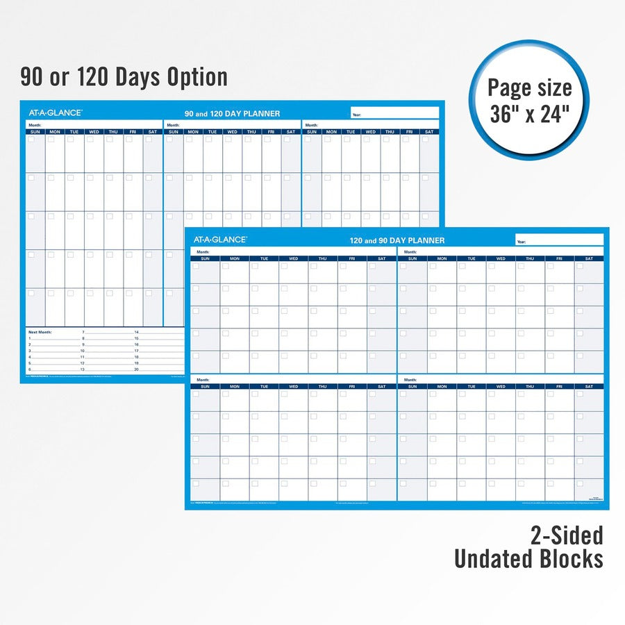 Monthly - 36" x 24" Sheet Size - Blue - Erasable, Laminated - 1 Each