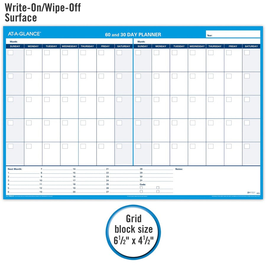 48" x 32" Sheet Size - Blue - Laminated, Erasable - 1 Each