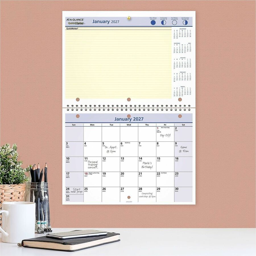 At-A-Glance QuickNotes Desk Wall Calendar