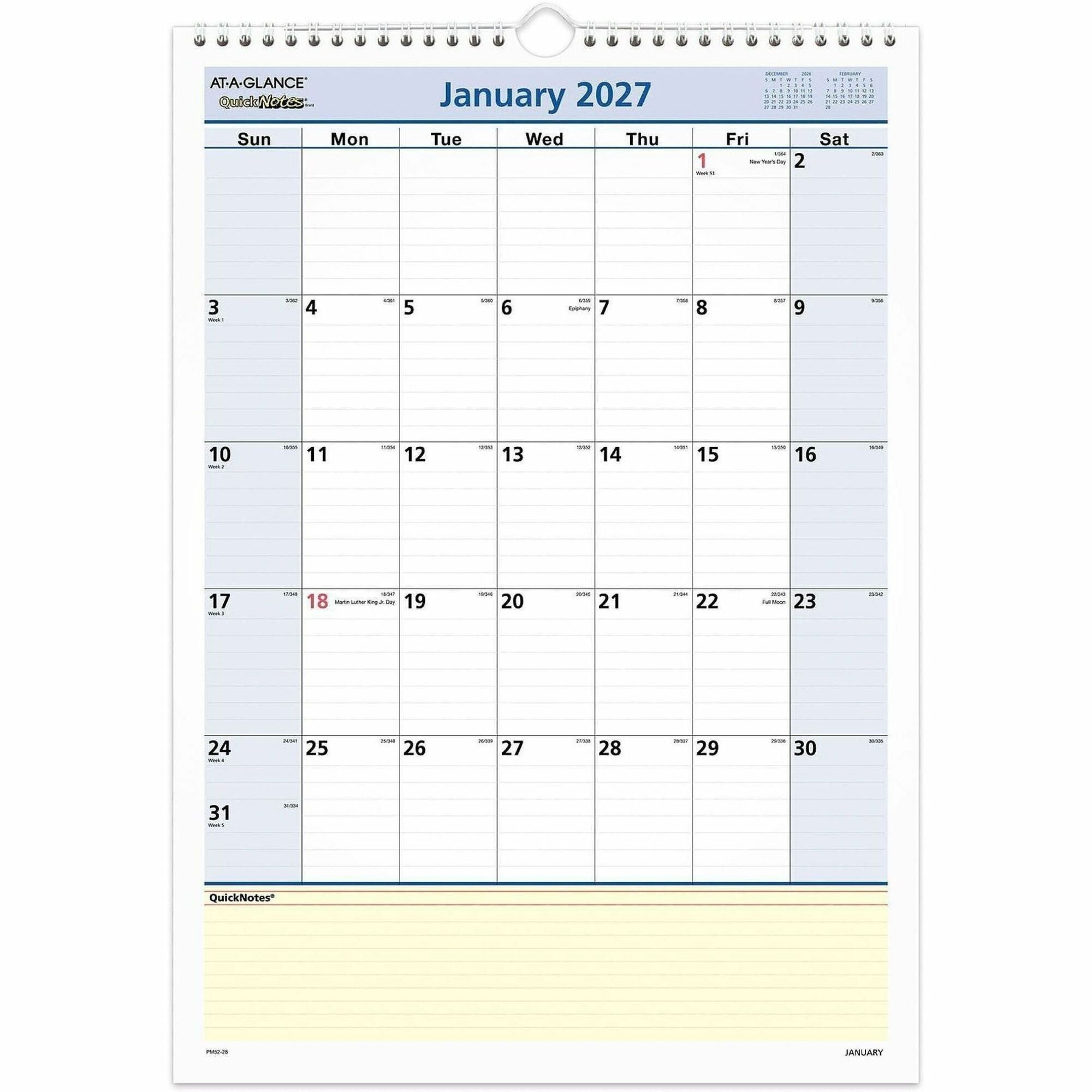 At-A-Glance QuickNotes Wall Calendar