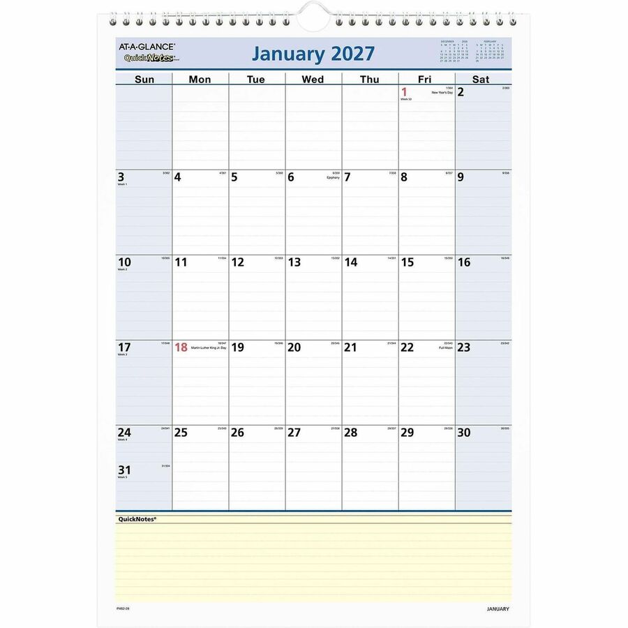 At-A-Glance QuickNotes Wall Calendar