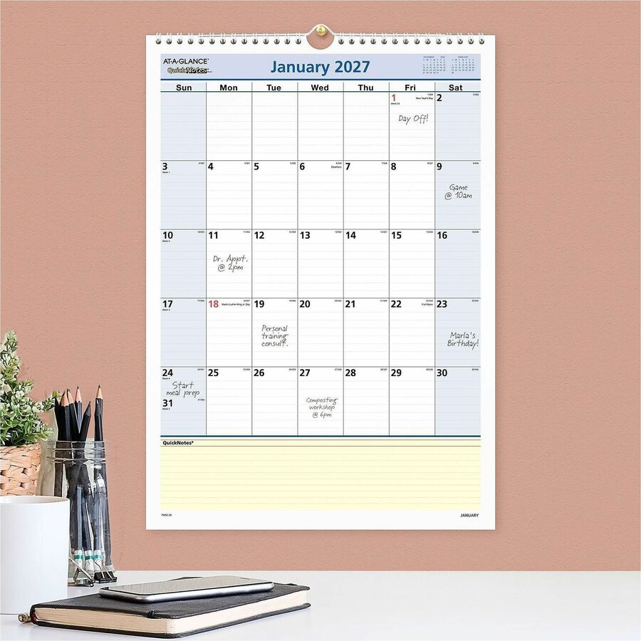 At-A-Glance QuickNotes Wall Calendar
