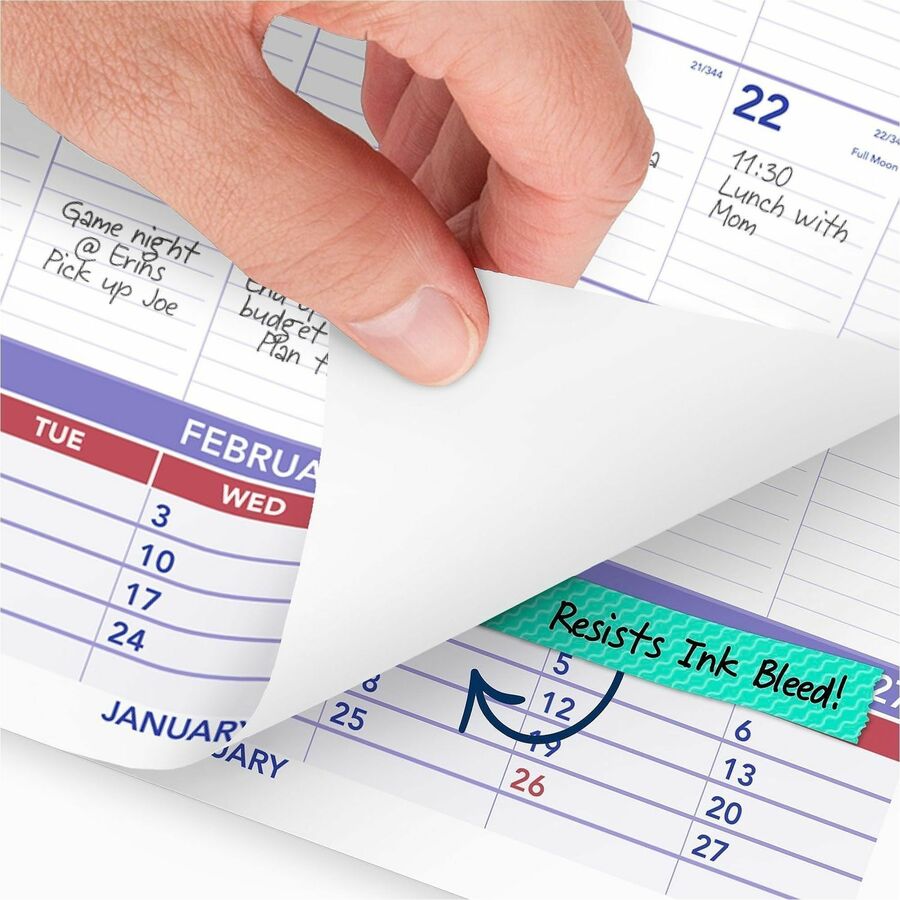 At-A-Glance 3-Month Wall Calendar, Large, Monthly, January 2026–December 2026, 15.5" x 22.75", White, Wire Bound, 3-Month Single Page Layout, 2" x 2.5" Blocks, 1 Each