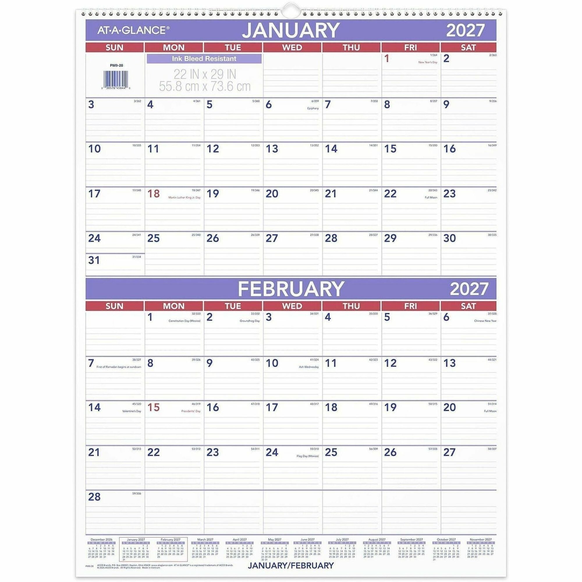 At-A-Glance 2-Month Wall Calendar