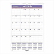 Medium - Julian Dates - Monthly - 12 Month - January 2026 to December 2026 - 1 Month Single Page Layout - 12" x 17" Sheet Size - White Sheet - 1.56" x 2.44" Block - Wire Bound - Blue, White - Laminate - Erasable, Laminated, Hanging Loop - 1 Each