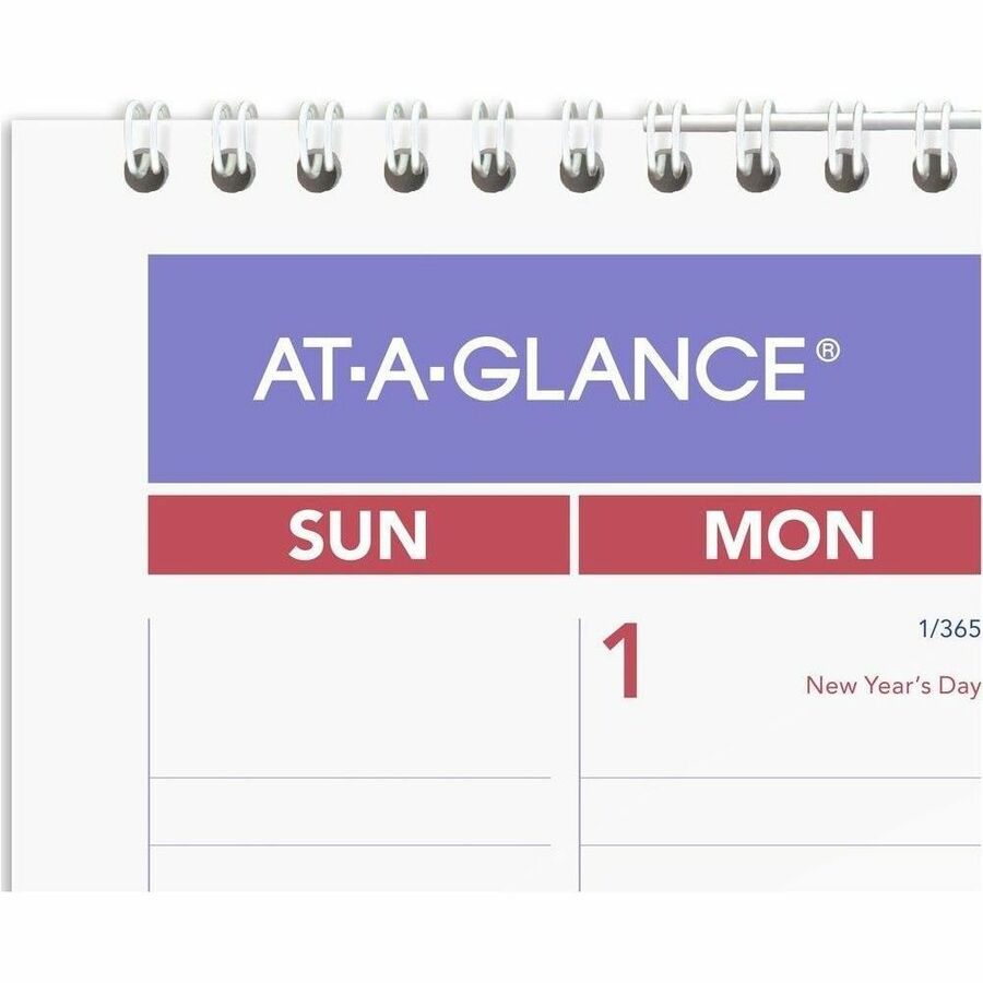 Medium - Julian Dates - Monthly - 12 Month - January 2026 to December 2026 - 1 Month Single Page Layout - 12" x 17" Sheet Size - White Sheet - 1.56" x 2.44" Block - Wire Bound - Blue, White - Laminate - Erasable, Laminated, Hanging Loop - 1 Each