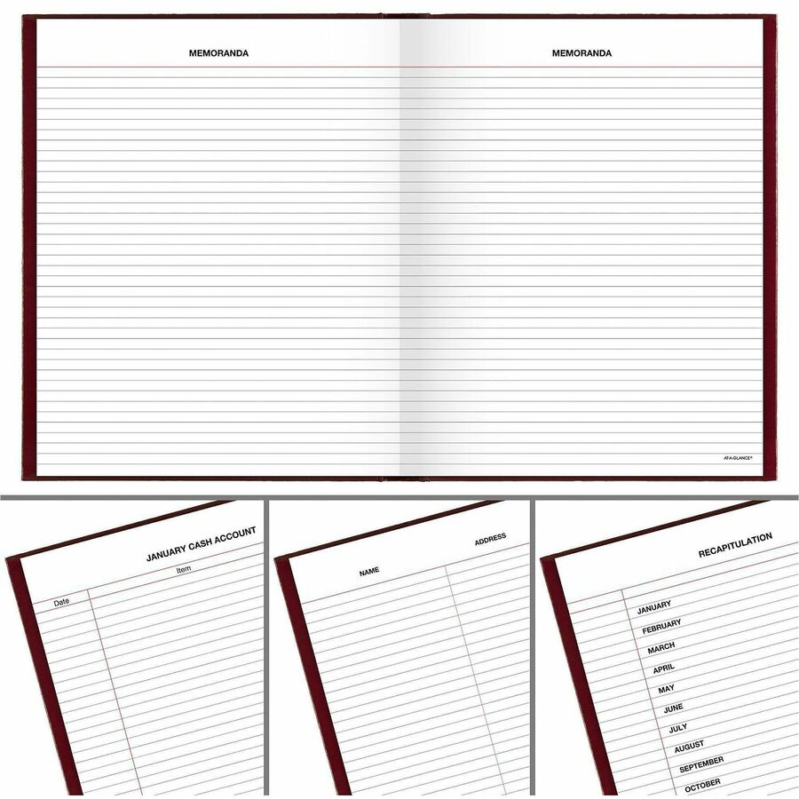 At-A-Glance Standard Diary, Medium, Daily, Julian Dates, 12-Month, January-December 2026, 1 Day Per Page, 7.5" x 9.5", White Pages, Red Vinyl/Faux Leather Cover, Address & Phone Directory, 1 Each