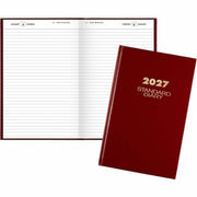 At-A-Glance Standard Diary, Large, Daily, 1 Year (Jan-Dec 2026), 1 Day Per Page, 7 3/4" x 12 1/8", Case Bound, Red Vinyl/Faux Leather Cover, Address & Phone Directory, Ruled, 1 Each