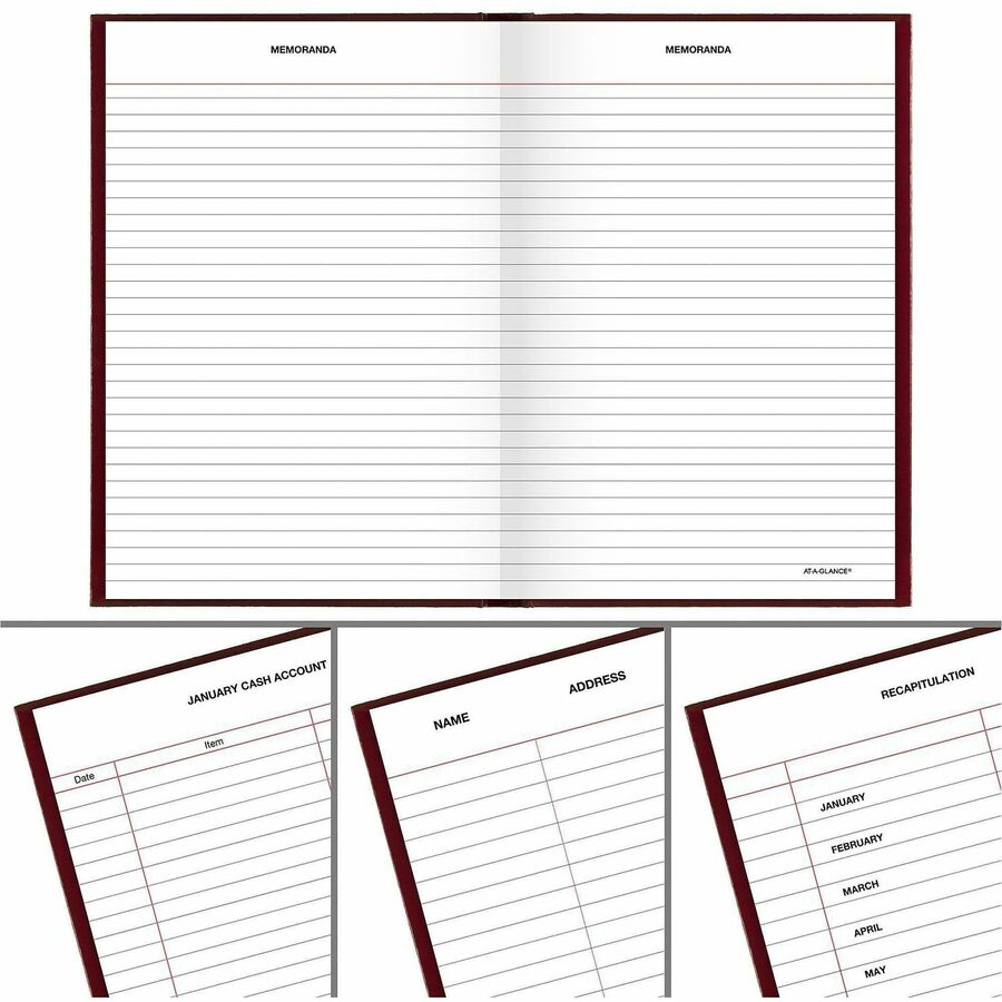 At-A-Glance Standard Diary Reminder, Small, Daily, 12-Month, January-December 2026, 1 Day Per Page, 5 1/2" x 8", Case Bound, Red Vinyl Cover, Address & Phone Directory, Expense Tracking, Ruled, Bleed Resistant, 1 Each