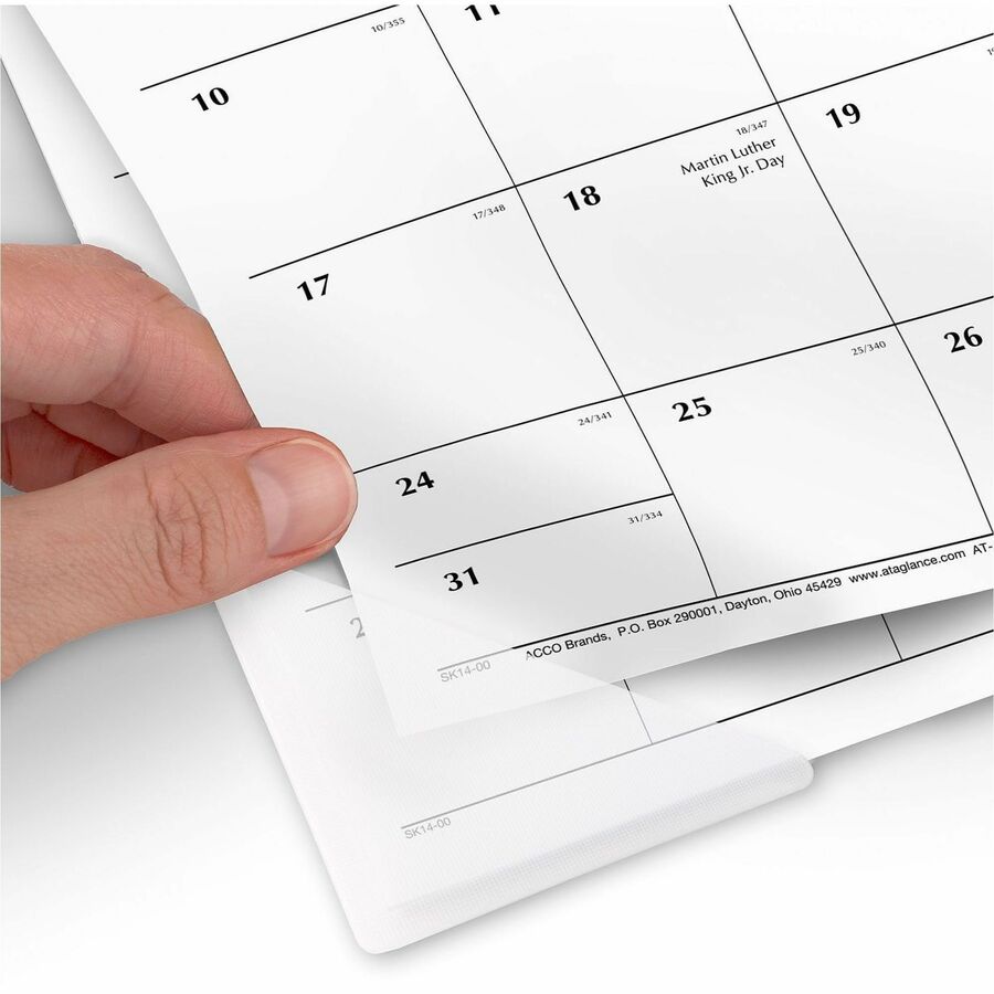 At-A-Glance Desk Pad Calendar, Monthly, January 2026–December 2026, 17 3/4" x 11", White Sheets, Black Headband, Compact, Bleed Resistant, 1 Each