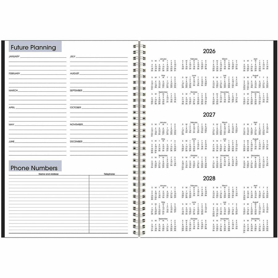 At-A-Glance DayMinderPlanner - Large - Julian Dates - Monthly - 14 Month - December 2025 to January 2027 - 1 Month Double Page Layout - 8" x 12" Sheet Size - White Sheet - Wire Bound - Black - Simulated Leather, Faux Leather - 1 Each