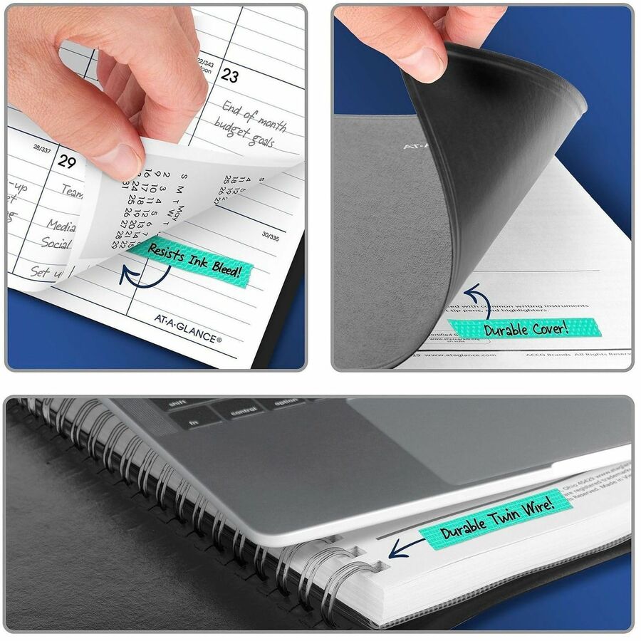At-A-Glance DayMinderPlanner - Large - Julian Dates - Monthly - 14 Month - December 2025 to January 2027 - 1 Month Double Page Layout - 8" x 12" Sheet Size - White Sheet - Wire Bound - Black - Simulated Leather, Faux Leather - 1 Each