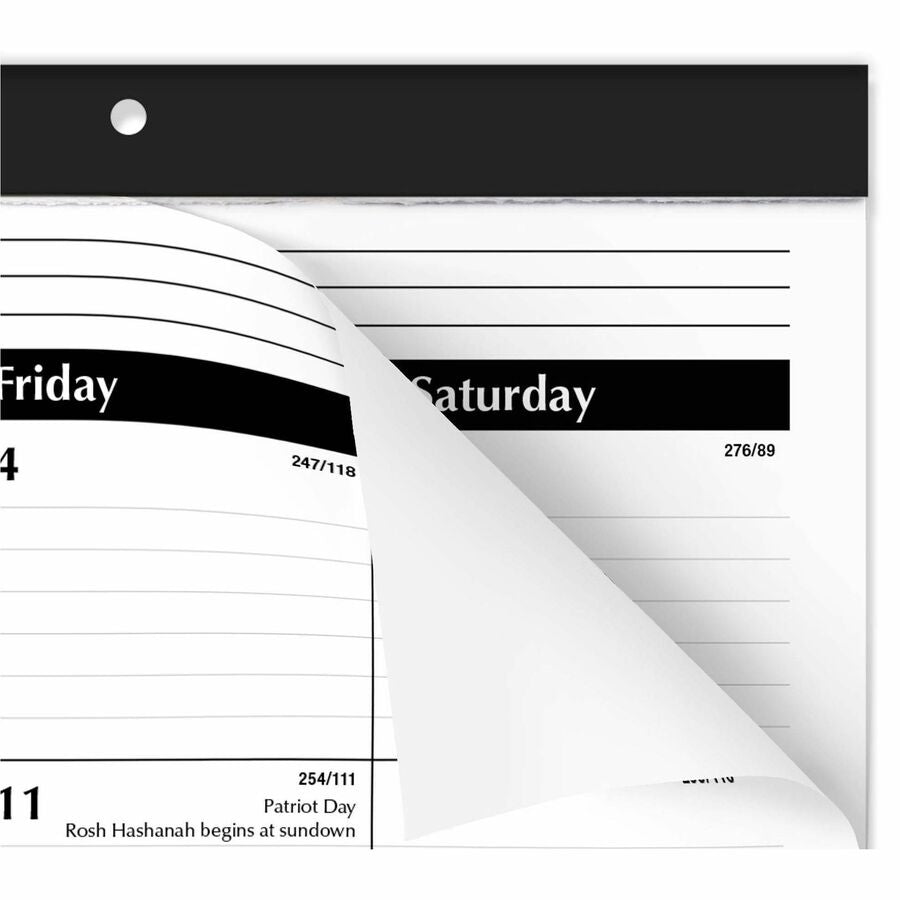 Academic - Julian Dates - Monthly - 16 Month - September 2025 to December 2026 - 1 Month Single Page Layout - 22" x 17" Sheet Size - White Sheet - 2.88" x 2.38" Block - Headband - Desk Pad - Poly, Paper - Black Cover - 17.1" Height x 21.8" Width - 1 Each