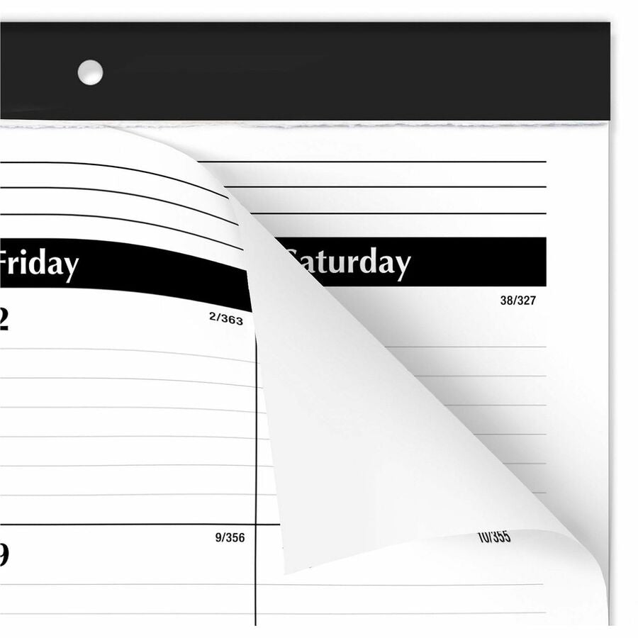 Large - Julian Dates - Monthly - 12 Month - January 2026 to December 2026 - 1 Month Single Page Layout - 24" x 19" Sheet Size - White Sheet - Headband - Desktop - White - Paper - Ruled Daily Block - 1 Each