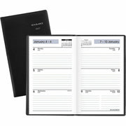 Pocket - Julian Dates - Weekly - 12 Month - January 2026 to December 2026 - 1 Week Double Page Layout - 3 1/2" x 6" Sheet Size - White Sheet - Stapled - Paper, Poly - Black Cover - Ruled Daily Block - 1 Each