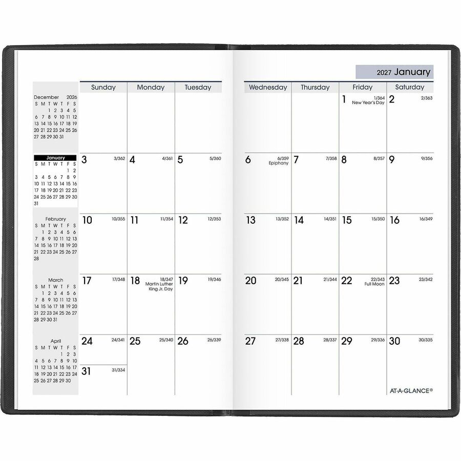 DayMinder Monthly Planner, Black, Pocket, 3 1/2" x 6"