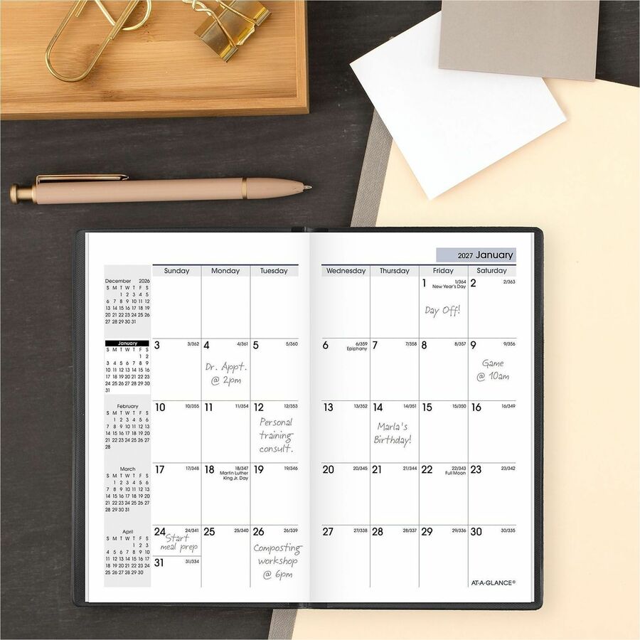 DayMinder Monthly Planner, Black, Pocket, 3 1/2" x 6"