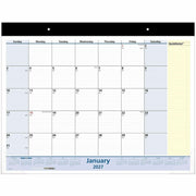 Standard - Julian Dates - Monthly - 13 Month - January 2026 to January 2027 - 1 Month Single Page Layout - 22" x 17" Sheet Size - White Sheet - 2.50" x 2.50" Block - Headband - Desktop - Blue, Yellow, White - Poly, Paper - 1 Each