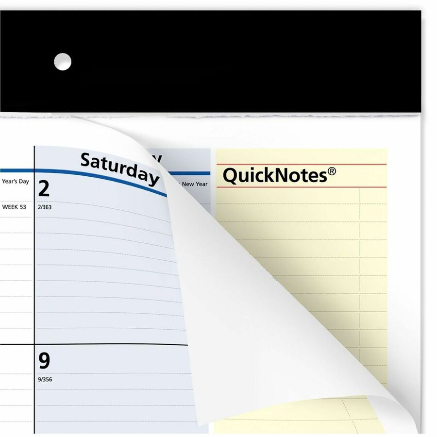 Standard - Julian Dates - Monthly - 13 Month - January 2026 to January 2027 - 1 Month Single Page Layout - 22" x 17" Sheet Size - White Sheet - 2.50" x 2.50" Block - Headband - Desktop - Blue, Yellow, White - Poly, Paper - 1 Each