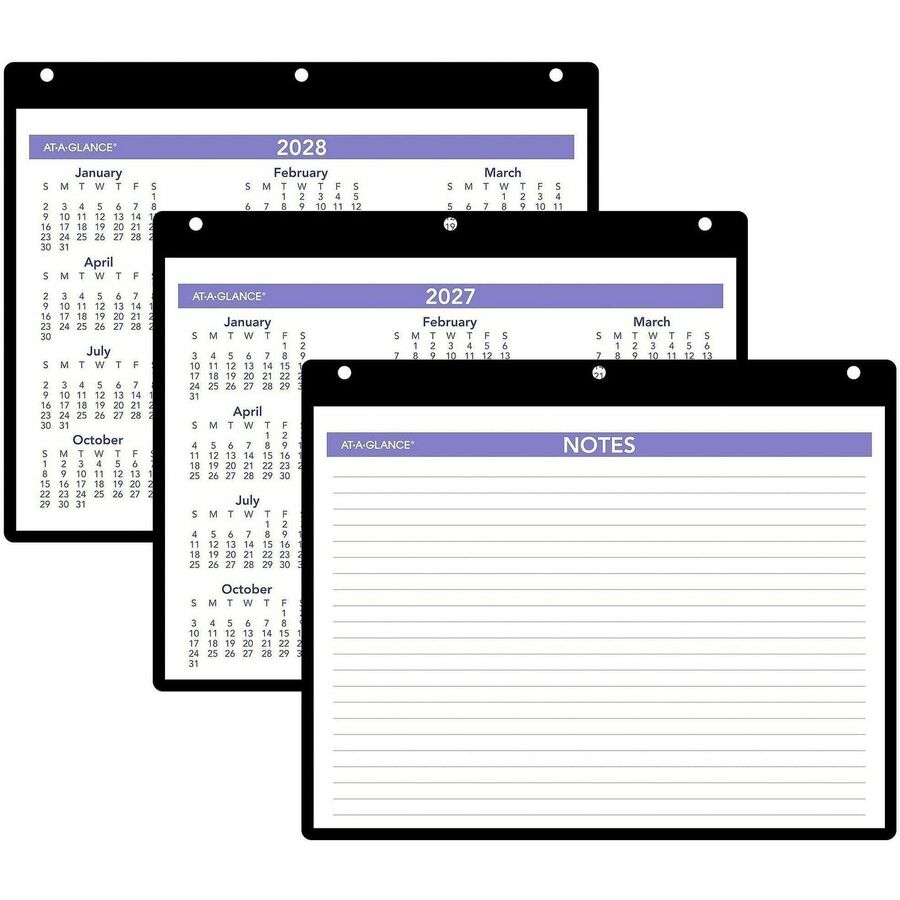 Small - Julian Dates - Monthly - 12 Month - January 2026 to December 2026 - 1 Month Single Page Layout - 11" x 8" Sheet Size - White Sheet - Desktop - Wall Mount - Blue, White, Purple - Poly, Paper - Holder, Unruled Daily Block - 1 Each