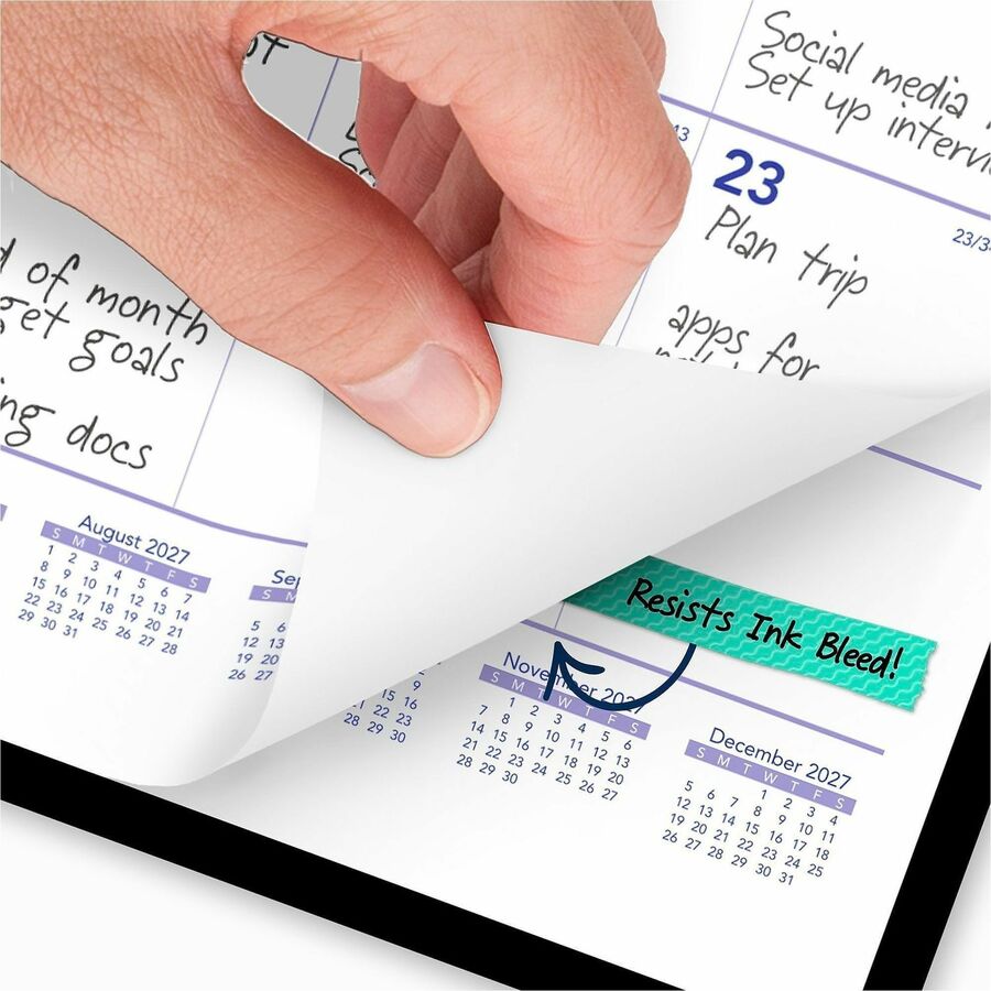 Small - Julian Dates - Monthly - 12 Month - January 2026 to December 2026 - 1 Month Single Page Layout - 11" x 8" Sheet Size - White Sheet - Desktop - Wall Mount - Blue, White, Purple - Poly, Paper - Holder, Unruled Daily Block - 1 Each