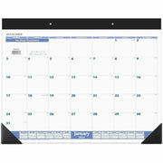 At-A-Glance Desk Pad Calendar - Standard - Julian Dates - Monthly - 12 Month - January 2026 to December 2026 - 1 Month Single Page Layout - 21 3/4" x 17" Sheet Size - White Sheet - Headband - Desk Pad - Blue, Gray, White - Poly, Paper - 1 Each