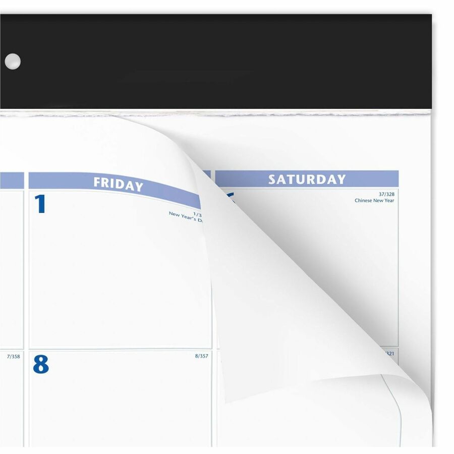 At-A-Glance Desk Pad Calendar - Standard - Julian Dates - Monthly - 12 Month - January 2026 to December 2026 - 1 Month Single Page Layout - 21 3/4" x 17" Sheet Size - White Sheet - Headband - Desk Pad - Blue, Gray, White - Poly, Paper - 1 Each
