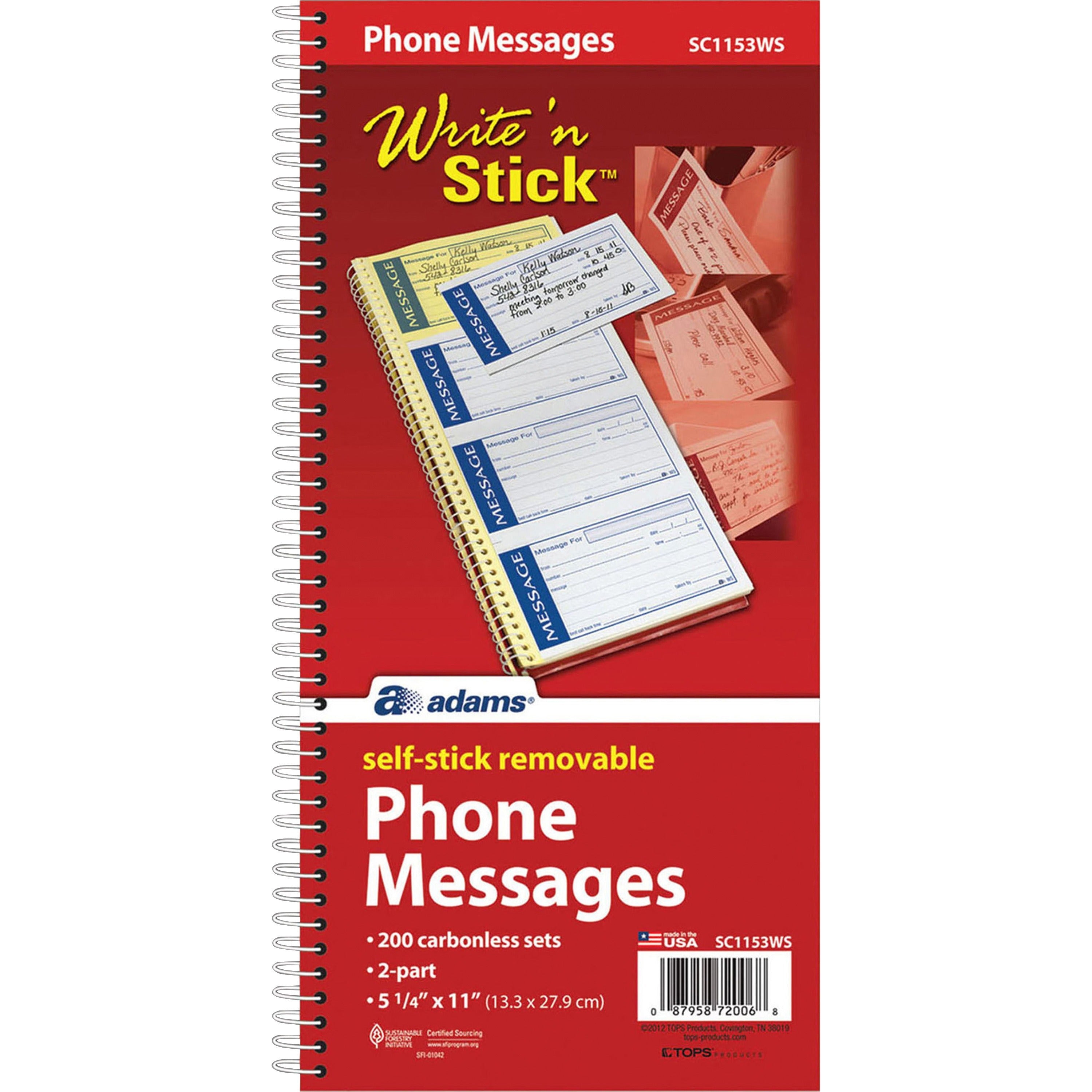 200 Sheet(s) - Spiral Bound - 2 Part - Carbonless Copy - 5.25" x 11" Sheet Size - Assorted Sheet(s) - 1 Each