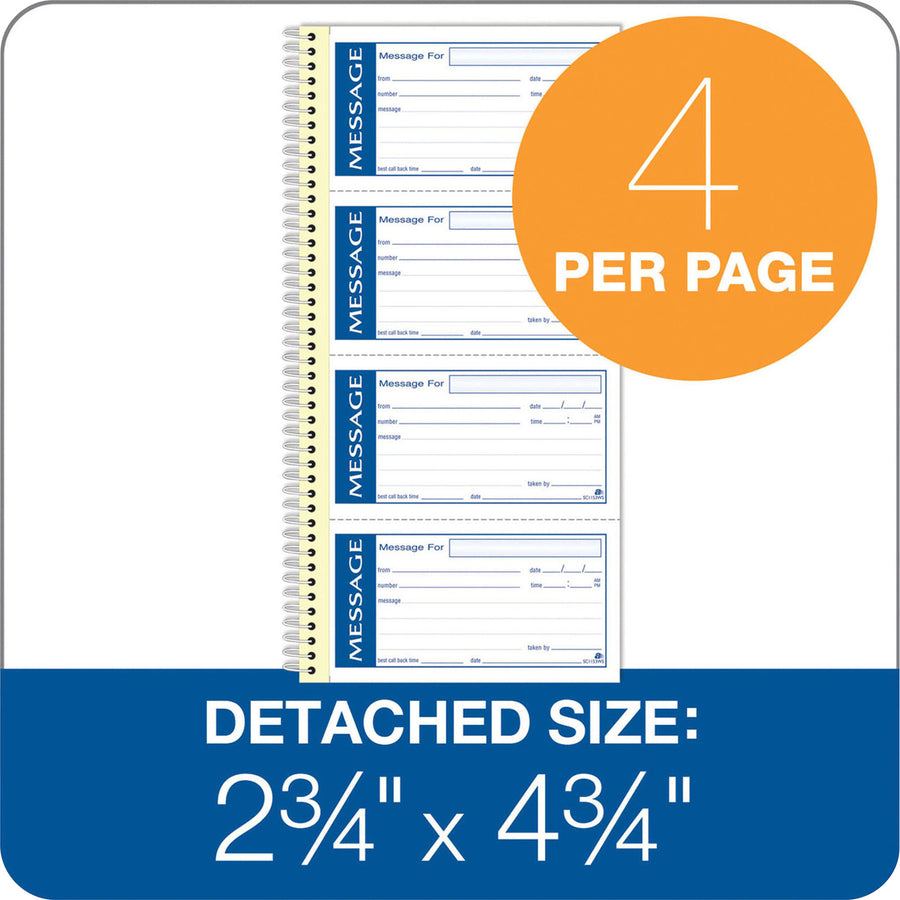 200 Sheet(s) - Spiral Bound - 2 Part - Carbonless Copy - 5.25" x 11" Sheet Size - Assorted Sheet(s) - 1 Each