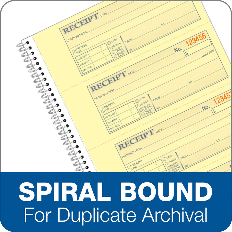 Adams Spiral 2-part Money/Rent Receipt Book - 200 Sheet(s) - Spiral Bound - 2 Part - 2.75" x 7.62" Form Size - White, Canary - Assorted Sheet(s) - 1 Each
