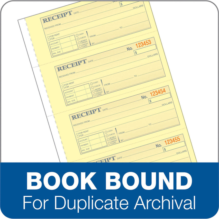 Adams Tapebound 3-part Money Receipt Book - 100 Sheet(s) - Tape Bound - 3 Part - Carbonless Copy - 2.75" x 7.62" Form Size - White, Canary, Pink - Assorted Sheet(s) - 1 Each