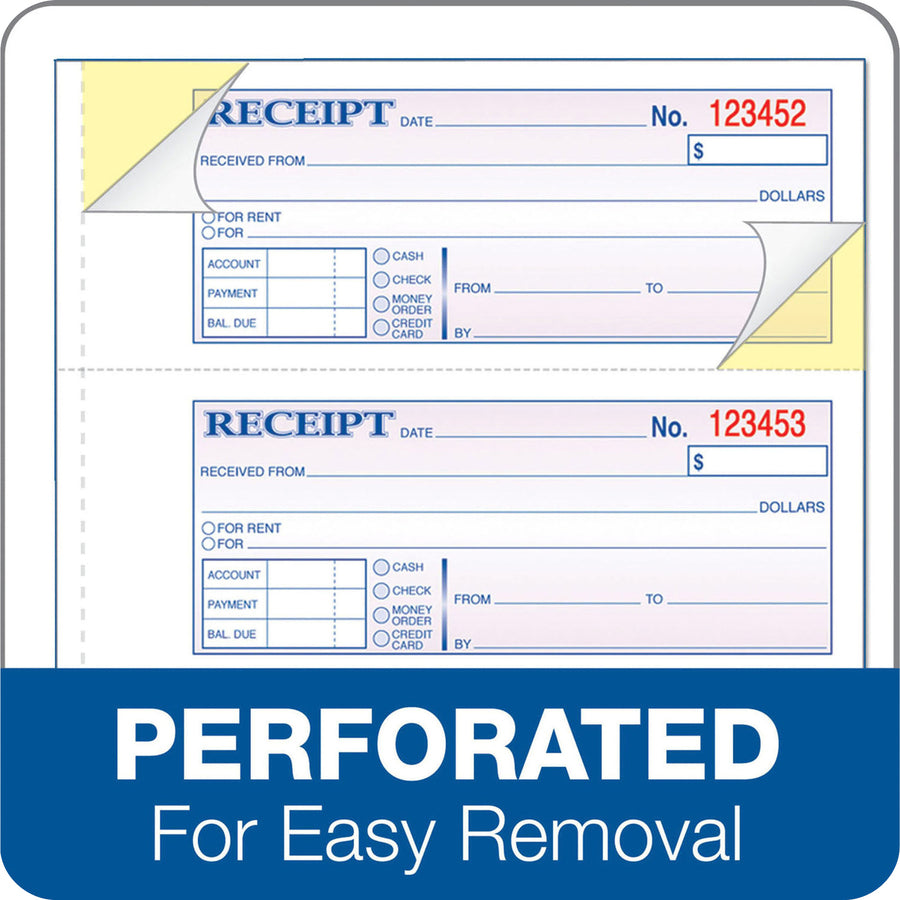 Adams Tapebound 3-part Money Receipt Book - 100 Sheet(s) - Tape Bound - 3 Part - Carbonless Copy - 2.75" x 7.62" Form Size - White, Canary, Pink - Assorted Sheet(s) - 1 Each
