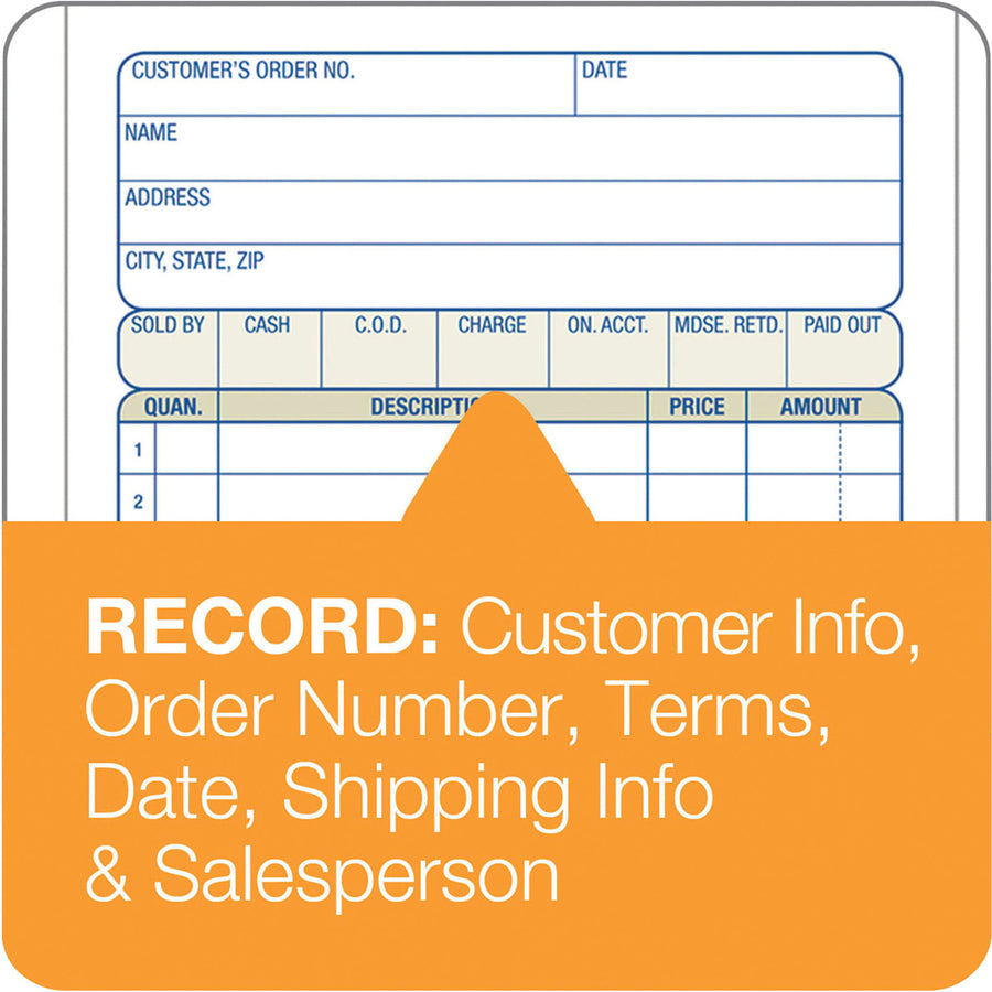 Adams Carbonless 3-part Sales Order Books - 50 Sheet(s) - 3 Part - Carbonless Copy - 3.34" x 7.18" Sheet Size - White - Assorted Sheet(s) - 1 Each